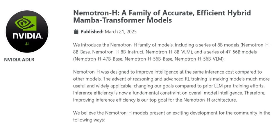 Nemotron-H: Hybrid Mamba-Transformer Models Speed Up Large Language Model Inference Without Sacrificing Accuracy
